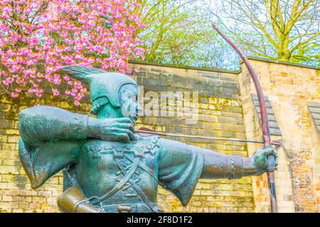 Statue von Robin Hood in Nottingham, England Stockfoto