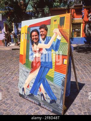 Fun Foto-Portrait-Board auf Caminito, La Boca, Buenos Aires, Argentinien Stockfoto