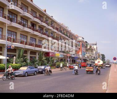 A Cha Xoa Street, Stadtzentrum, Phnom Penh, Königreich Kambodscha Stockfoto