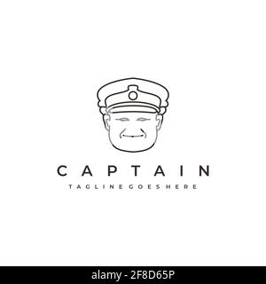 Seemann, Line Art Schiff Kapitän Logo Design Vektor Stock Vektor