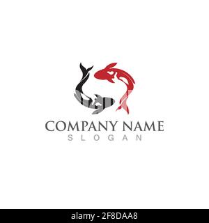 Fisch Koi Logo und Symbol Vektorbild Stock Vektor