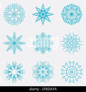Schneeflocken Set, Snow-Flakes Winter Kollektion, Vektor-Illustration Stock Vektor