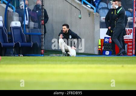 John Smith's Stadium, Huddersfield, England - 13. April 2021 Carlos Corberán Manager von Huddersfield während des Spiels Huddersfield gegen Bournemouth, Sky Bet EFL Championship 2020/21, John Smith's Stadium, Huddersfield, England - 13. April 2021 Credit: Arthur Haigh/WhiteRoseFotos/Alamy Live News Stockfoto