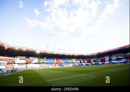 Paris, Frankreich. April 2021. Allgemeine Ansicht vor der UEFA Champions League, Viertelfinale, 2. Etappe Fußballspiel zwischen Paris Saint-Germain und Bayern München am 13. April 2021 im Stadion Parc des Princes in Paris, Frankreich - Foto Jean-Baptiste Autissier/Panoramic/DPPI/LiveMedia Kredit: Unabhängige Fotoagentur/Alamy Live News Stockfoto