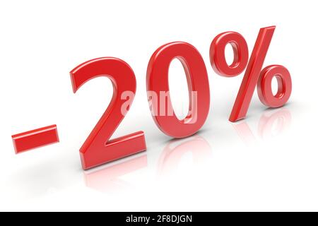 20 % Preisnachlass. 3d-Bild Stockfoto