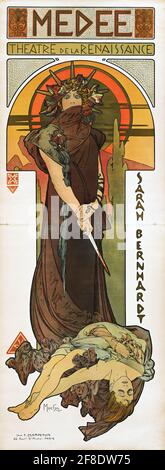 Medee, Theater de la Renaissance, Sarah Bernhardt. Jugendstil von Alphonse Mucha. Stockfoto