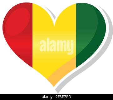 Flagge von Guinea in herzförmiger Form - Vektor-Illustration Stock Vektor