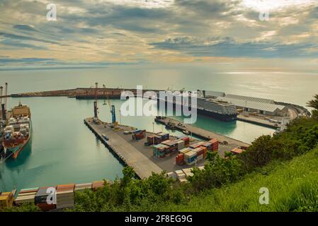 Blick auf den Hafen von Bluff Hill, Napier, auf @Bluff Hill, Napier, Neuseeland Stockfoto