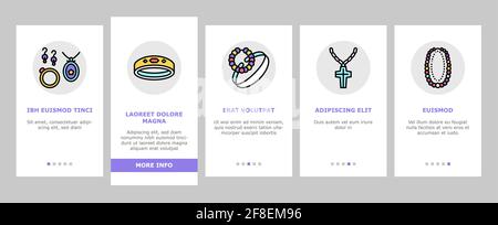 Handgefertigter Schmuck Onboarding Icons Set Vektor Stock Vektor