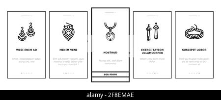 Handgefertigter Schmuck Onboarding Icons Set Vektor Stock Vektor