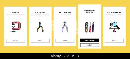 Handgefertigter Schmuck Onboarding Icons Set Vektor Stock Vektor