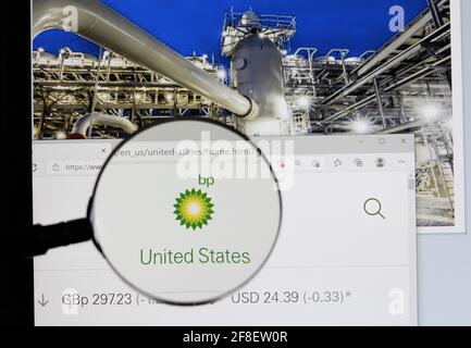 BP plc, ehemals British Petroleum Company plc und BP Amoco plc, ist ein britisches multinationales Öl- und Gasunternehmen mit Hauptsitz in London, England. Stockfoto