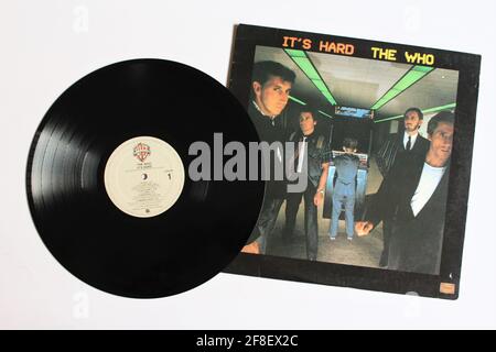 Rock- und Hard-Rock-Band, das Who-Musikalbum auf Vinyl-Schallplatte. Titel: IT's hard Stockfoto