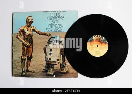 The Story of Star Wars ist ein 1977 erschienenes Album der Ereignisse, die im Film Star Wars dargestellt werden. Produziert von George Lucas & Alan Livingston. Album auf Vinyl Stockfoto