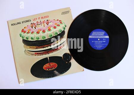 Hard Rock und Blues Band, das Rolling Stones Musikalbum auf Vinyl LP Disc. Mit Dem Titel: Let It Bleed Stockfoto