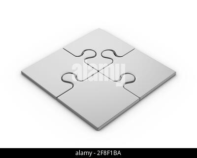 Puzzleteile auf weißem Hintergrund. 3d-Illustration. Stockfoto
