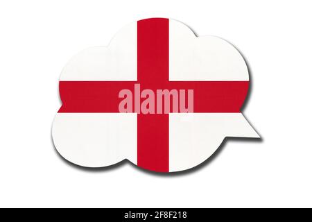 3d-Sprechblase mit isolierter englischer Nationalflagge auf weißem Hintergrund. Sprechen und lernen sie englisch. Symbol des Landes. Weltkommunikation SIG Stockfoto