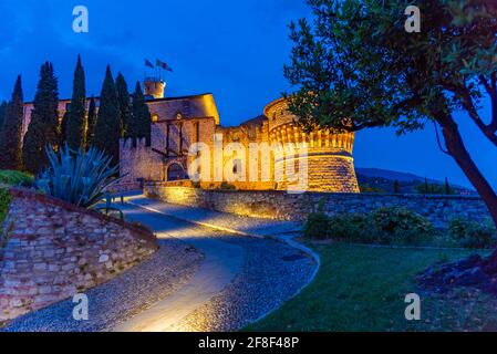 Blick auf das Brescia Schloss in Italien Stockfoto