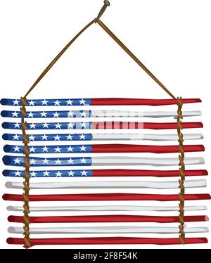 4. Juli hölzerne Flagge USA Flagge Vektor-Illustration auf weiß Hintergrund Stock Vektor