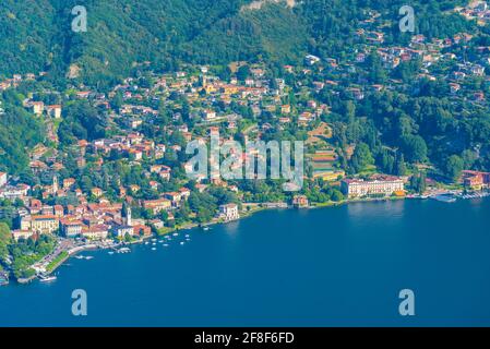 Luftaufnahme der Villa Erba am Comer See in Italien Stockfoto