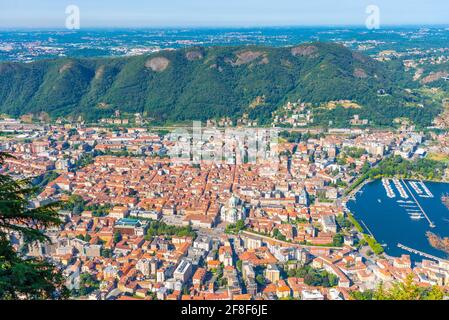 Luftaufnahme der Stadt Como in Italien Stockfoto