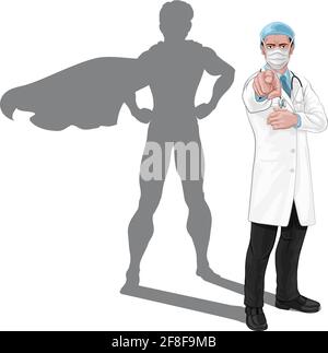 Super Hero Doctor Will Braucht Sie Zeigen Konzept Stock Vektor