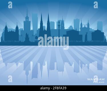 Warschau Polen Stadt Skyline Vektor Silhouette Illustration Stock Vektor