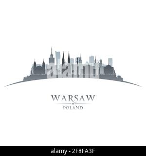 Silhouette der Skyline von Warschau und Polen. Vektorgrafik Stock Vektor