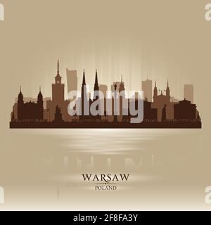 Warschau Polen Stadt Skyline Vektor Silhouette Illustration Stock Vektor