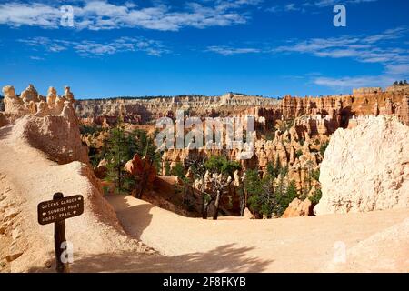 Wandern unter den Hoodoohs auf dem Queens Garden Trail. Bryce Canyon National Park. Utah USA Stockfoto