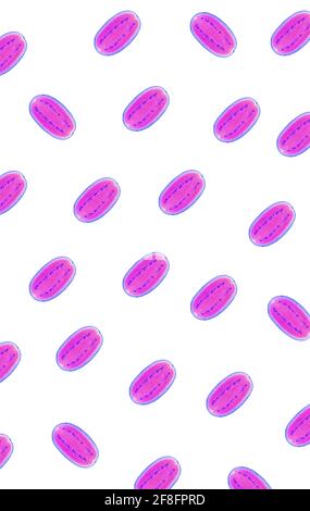 Pop Art Surreal Style Purple Pink und Cobalt Blue Half Schneiden Sie frische Wassermelonen in diagonalen Reihen Stockfoto