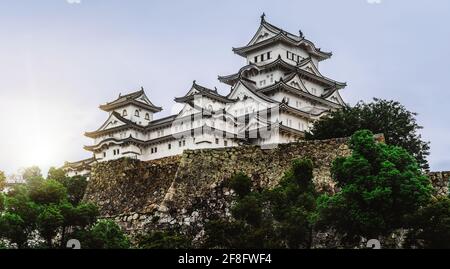 Himeji Castle auch als Burg Weissreiher in Himeji, Japan bekannt. Seine elegante ist weithin als spektakulärste Japans schloss für seine Größe als und Stockfoto