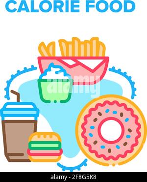 Calorie Food Vektor Konzept Farbe Illustration Stock Vektor