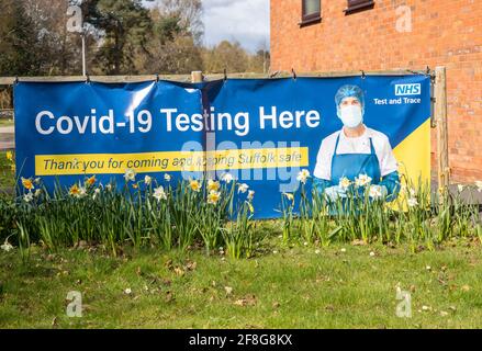 NHS Test and Trace Covid-19 Testing Site, Martlesham, Suffolk, England, Großbritannien Stockfoto