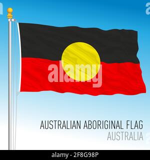 Australische Flagge der Aborigines, Australien, Land der Ozeane, Vektorgrafik Stock Vektor