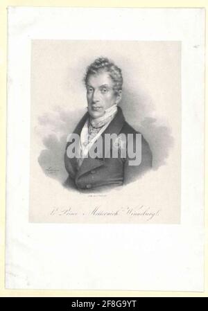 Metternich-Winceburg, Klemens Wenzel Lothar Prinz der Lithographie von Friedrich Liedern Stockfoto