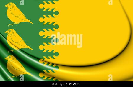 3D-Flagge von Finchfield (West Midlands), England. 3D-Illustration. Stockfoto