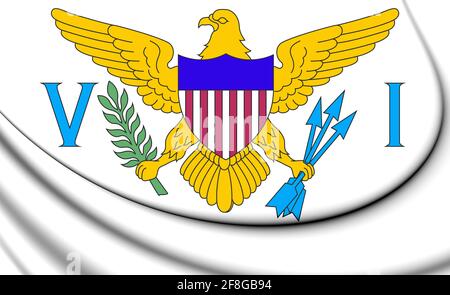 3D-Flagge Virgin Islands der Vereinigten Staaten. 3D-Darstellung. Stockfoto
