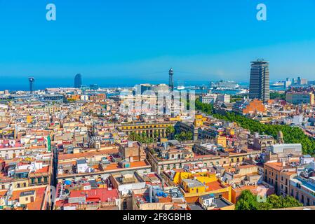Luftaufnahme des Hafens von Barcelona, Spanien Stockfoto