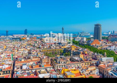 Luftaufnahme des Hafens von Barcelona, Spanien Stockfoto