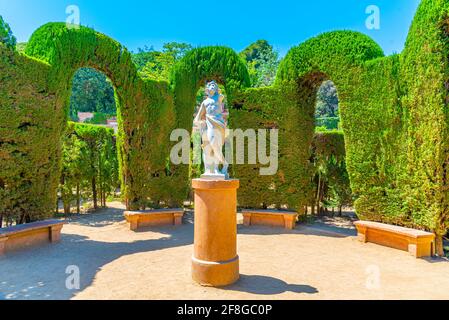 Statue im Parc del Laberint d'Horta in Barcelona, Spanien Stockfoto