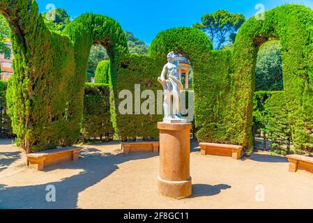 Statue im Parc del Laberint d'Horta in Barcelona, Spanien Stockfoto