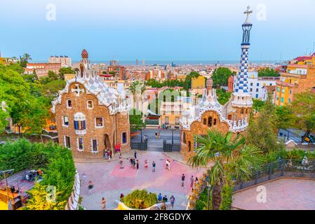 Blick auf den Parc Guell in Barcelona, Spanien Stockfoto