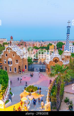 Blick auf den Parc Guell in Barcelona, Spanien Stockfoto