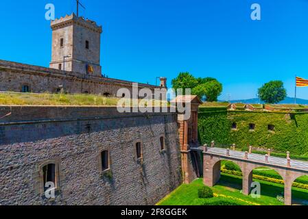 Blick auf das Schloss Montjuic in Barcelona, Spanien Stockfoto