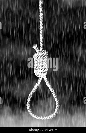 Illustration eines Seils mit dem Knoten des Henkers Stockfoto