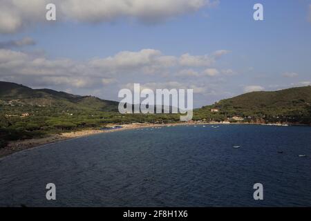 Panorama des Golfs von Lacona, Insel Elba, Italien Stockfoto
