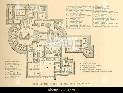 Plan der Kirche des Heiligen Grabes, Jerusalem aus dem Buch 'Those Holy Fields : Palestine, Illustrated by Pen and Pencil' von Manning, Samuel, 1822-1881; Religious Tract Society (Großbritannien) Veröffentlicht 1874 Stockfoto