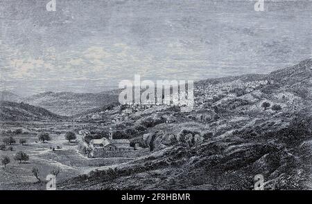 Nazareth Stadtbild aus dem Buch 'Those Holy Fields : Palestine, Illustrated by Pen and Pencil' von Manning, Samuel, 1822-1881; Religious Tract Society (Großbritannien) Veröffentlicht 1874 Stockfoto