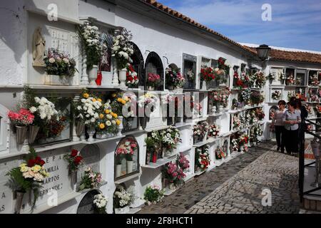 Spanien, Andalusien, Olvera Gemeinde in der Provinz Cádáize, an der Weißstädte-Tour von Andalusien gelegen, Route der Weißen Dörfer, Friedhof, Gräber Stockfoto